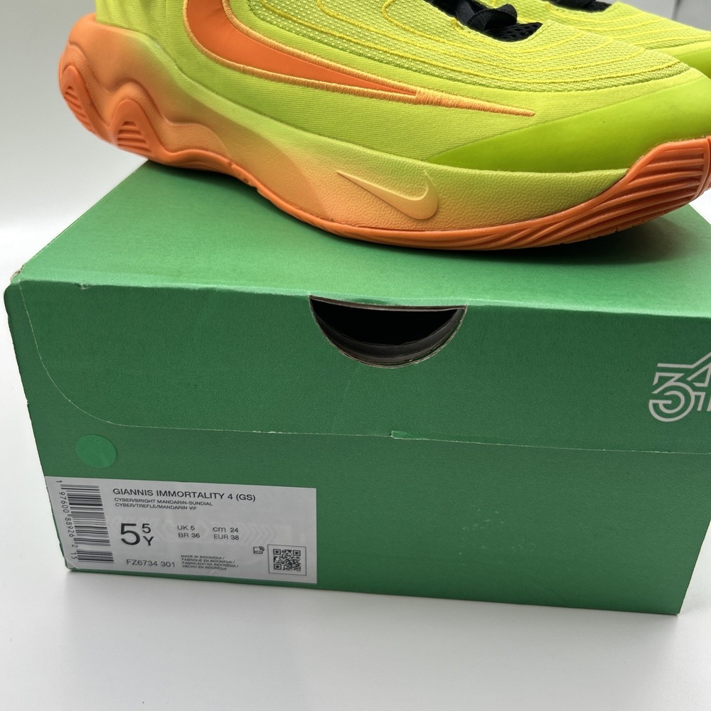 NEW NIKE Giannis Immortality 4 GS Shoes,SZ: Youth 5.5,Neon Yellow, Orange,Black - Picture 14 of 16